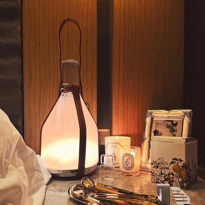 Bell Bärbar Läder Glas Bordslampa