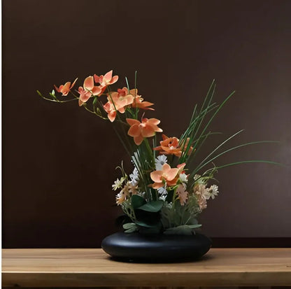 Modern Keramisk Duva Vases med Orkidé Fe Blomfigurer