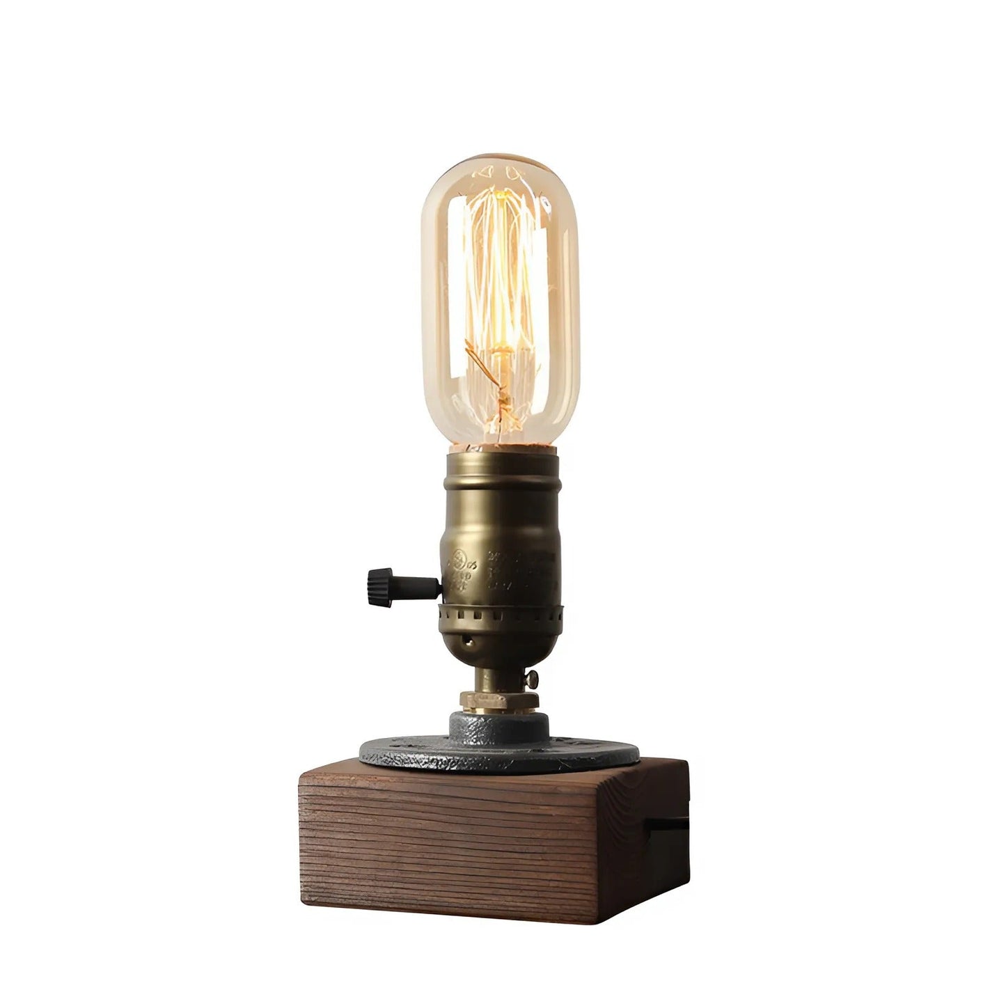 Retro trä industriell LED bordslampa med strömbrytarens design