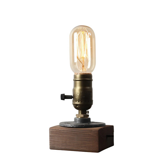 Retro trä industriell LED bordslampa med strömbrytarens design