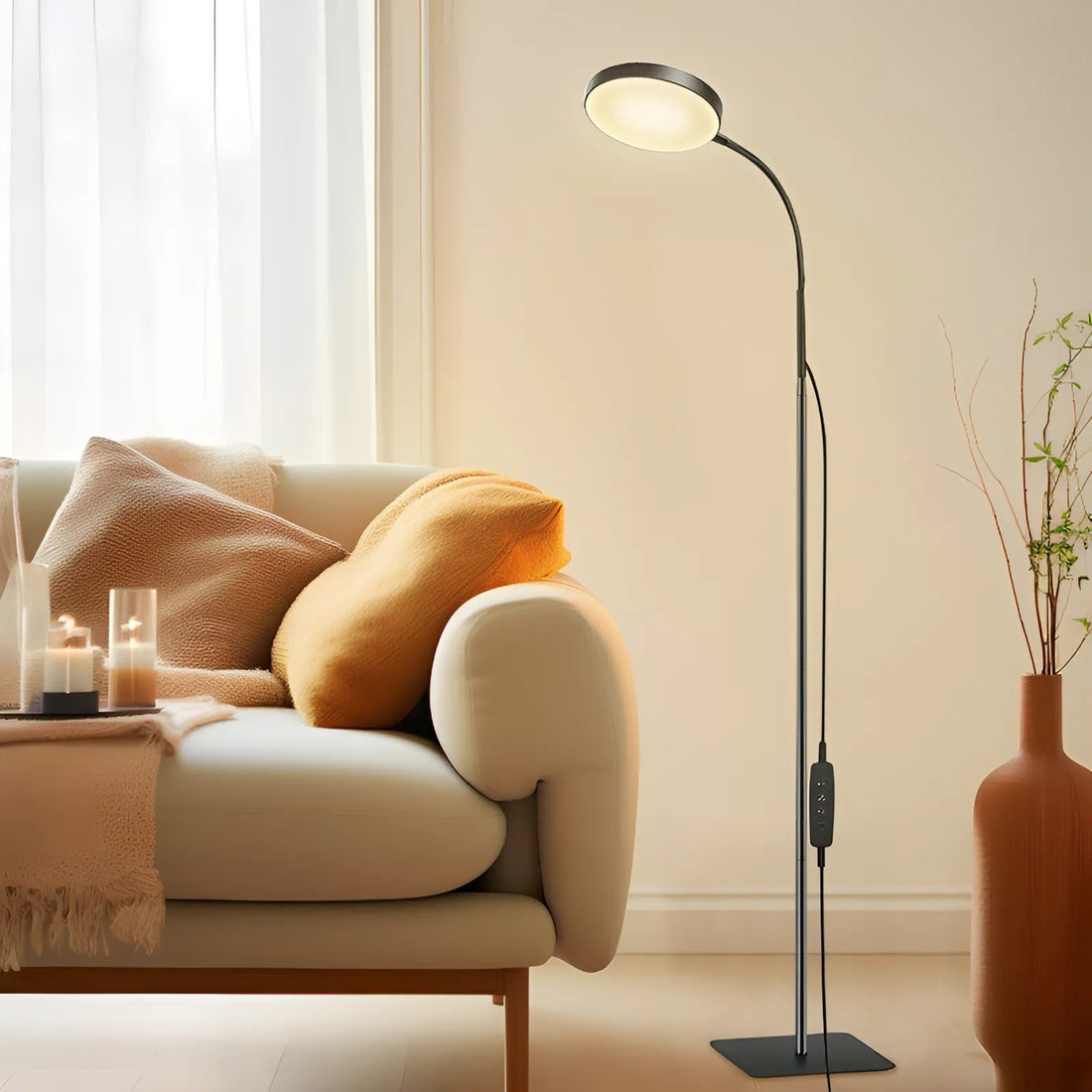 LED Golvlampa med Justerbar Gåskoppshals och Ögonskydd