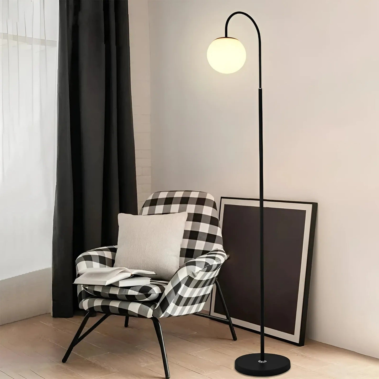 Ball Lampskärm LED Golvlampa med Modern Metallram