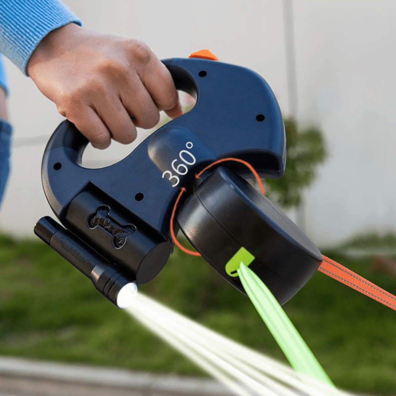 Carvallo - Dubbel hundsleash med ficklampa för inslag