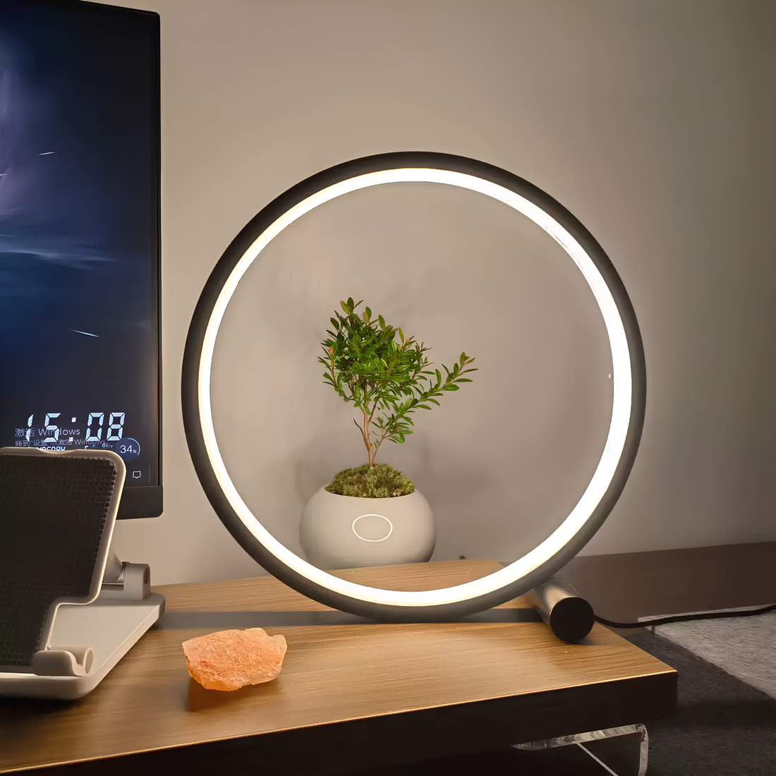 LED Bordslampa Ring Dimbar Sänglampa