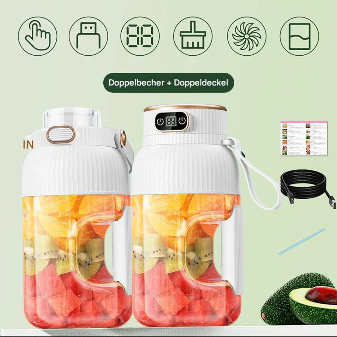 Bärbar multifunktionsblender med dubbellock och USB-laddningsfunktion – för smoothies och förvaringsbehållare