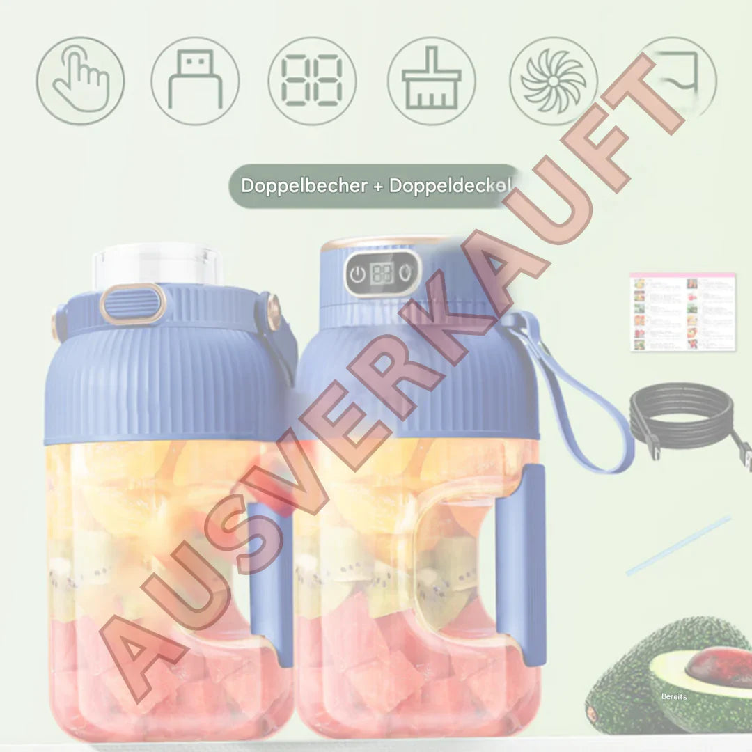 Bärbar multifunktionsblender med dubbellock och USB-laddningsfunktion – för smoothies och förvaringsbehållare