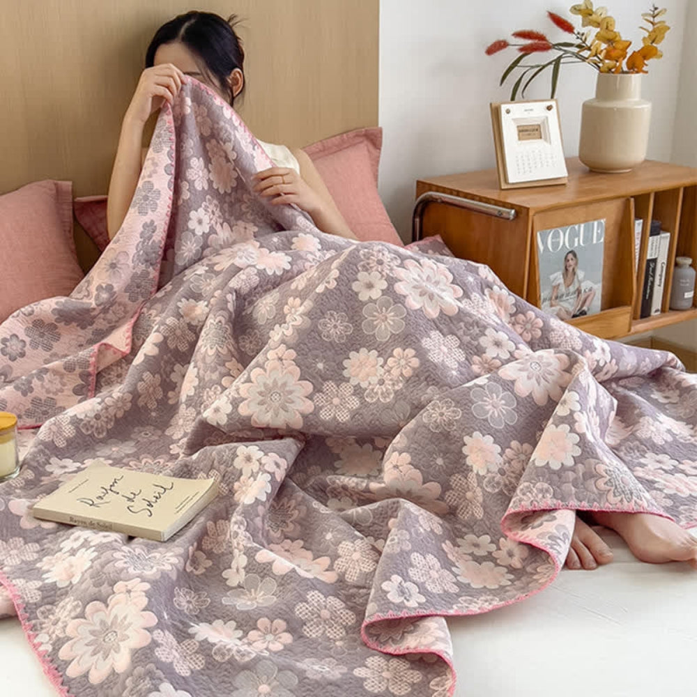 Reverie Floral Cotton Gauze Blanket