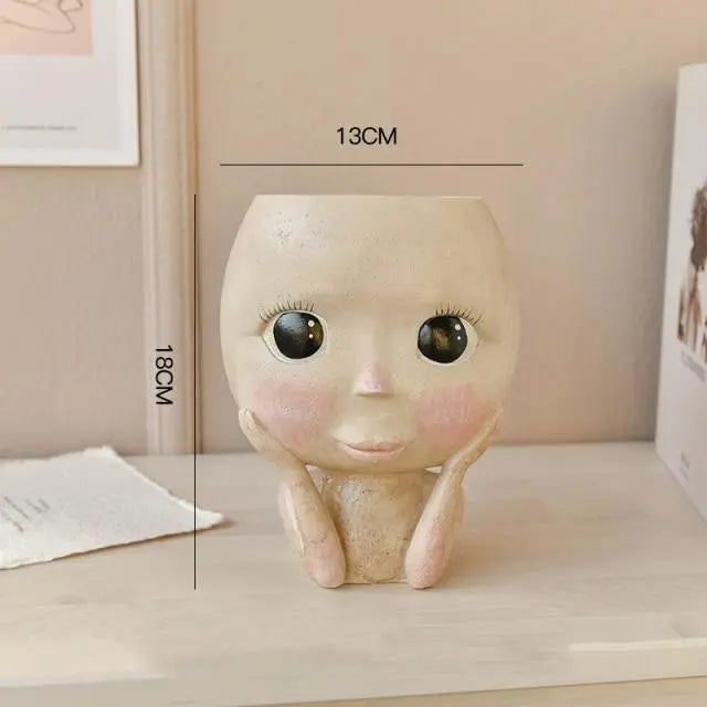 Carvallo – Elegant Resin Plant Pot with Artistic Facial Details