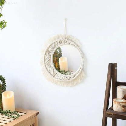 BohoDecor Spegel - Ästetisk Rund Boho Väggspegel