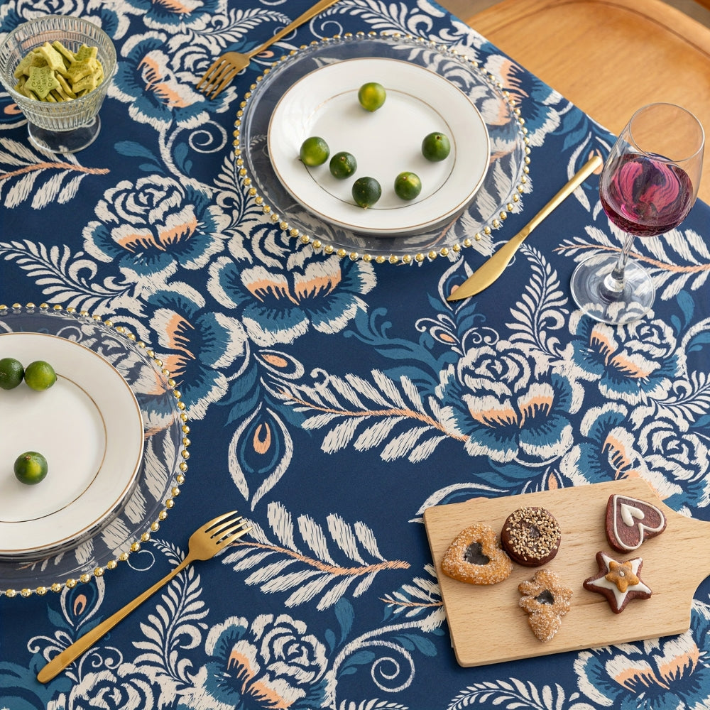 Pä Peacock Flower Boho Blommig Duk med Fringed