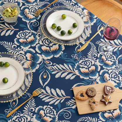 Pä Peacock Flower Boho Blommig Duk med Fringed