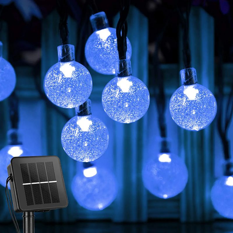 Solenergi Drivna Vattentåliga Kristall Globe Ljus – 35,6 fot Utomhus LED Ljuslina med 8 Lägen (Perfekt för Trädgård, Terrass, Evenemang)