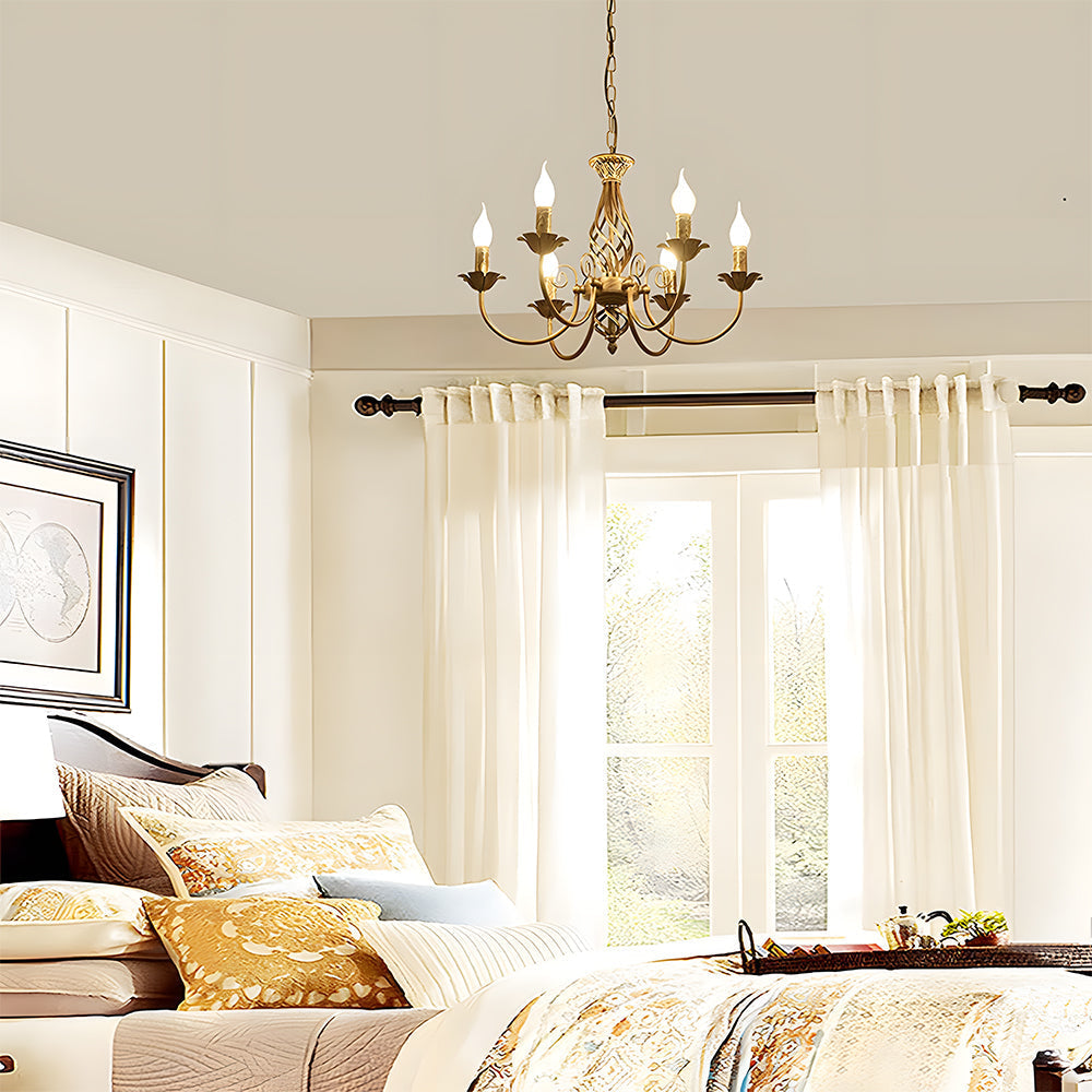 Vintage Bronze Chandlier | 4/6/8 Ljus Matsal Takarmatur i Järn | Brick by Brick