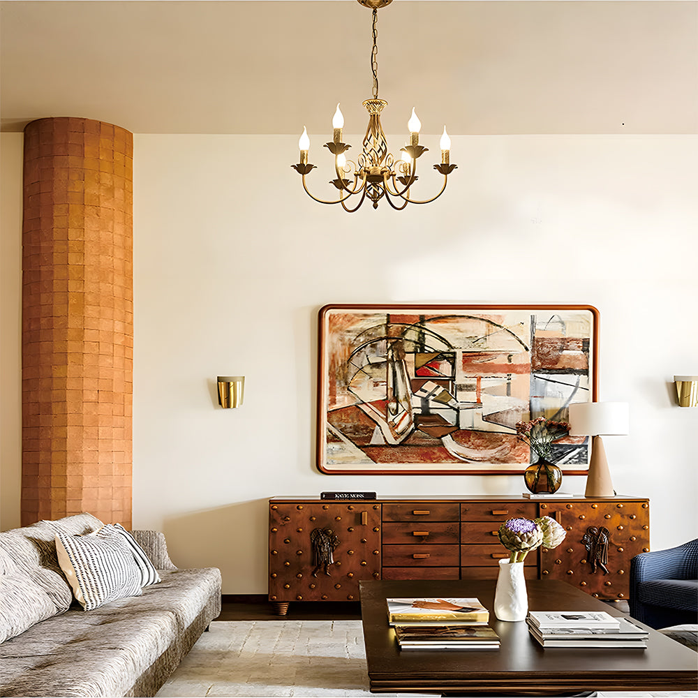 Vintage Bronze Chandlier | 4/6/8 Ljus Matsal Takarmatur i Järn | Brick by Brick