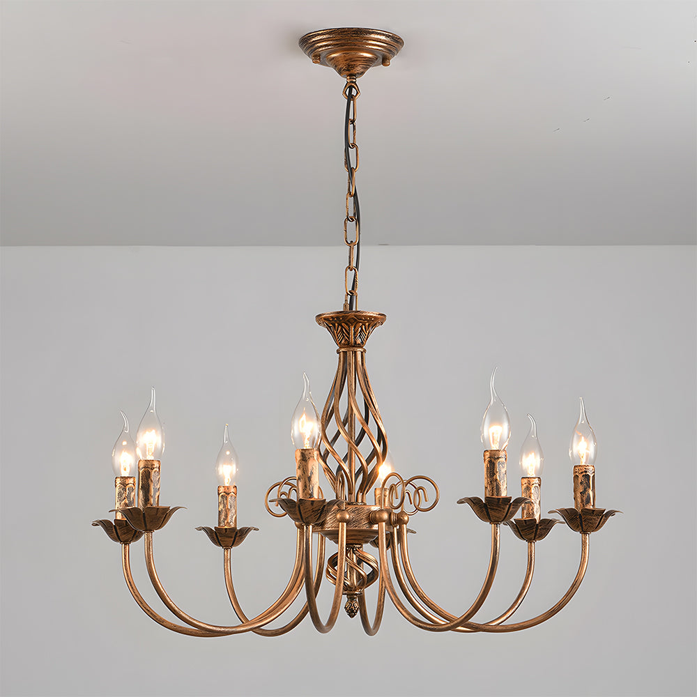Vintage Bronze Chandlier | 4/6/8 Ljus Matsal Takarmatur i Järn | Brick by Brick