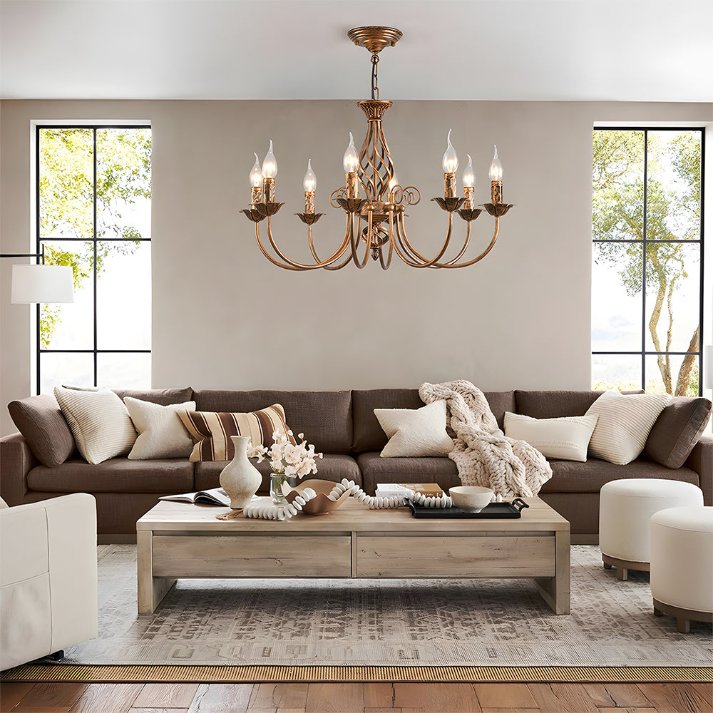 Vintage Bronze Chandlier | 4/6/8 Ljus Matsal Takarmatur i Järn | Brick by Brick