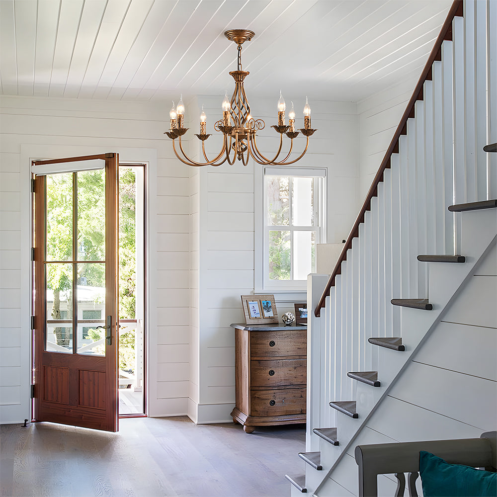 Vintage Bronze Chandlier | 4/6/8 Ljus Matsal Takarmatur i Järn | Brick by Brick