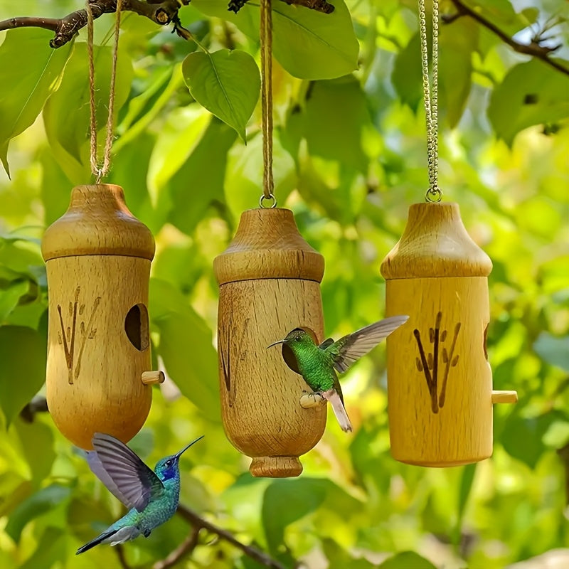Trä Hängande Kolibri Boande Hus Set