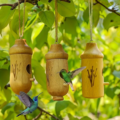 Trä Hängande Kolibri Boande Hus Set