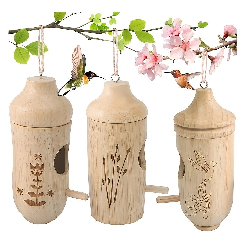 Trä Hängande Kolibri Boande Hus Set