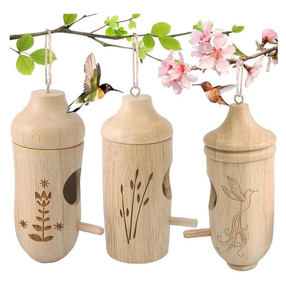 Trä Hängande Kolibri Boande Hus Set