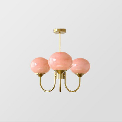 Modern Bubble Chandelier | Rosa Glas &amp; Guld Finish | 19.69&quot; Pendellampa | Stilfull Hem Accent
