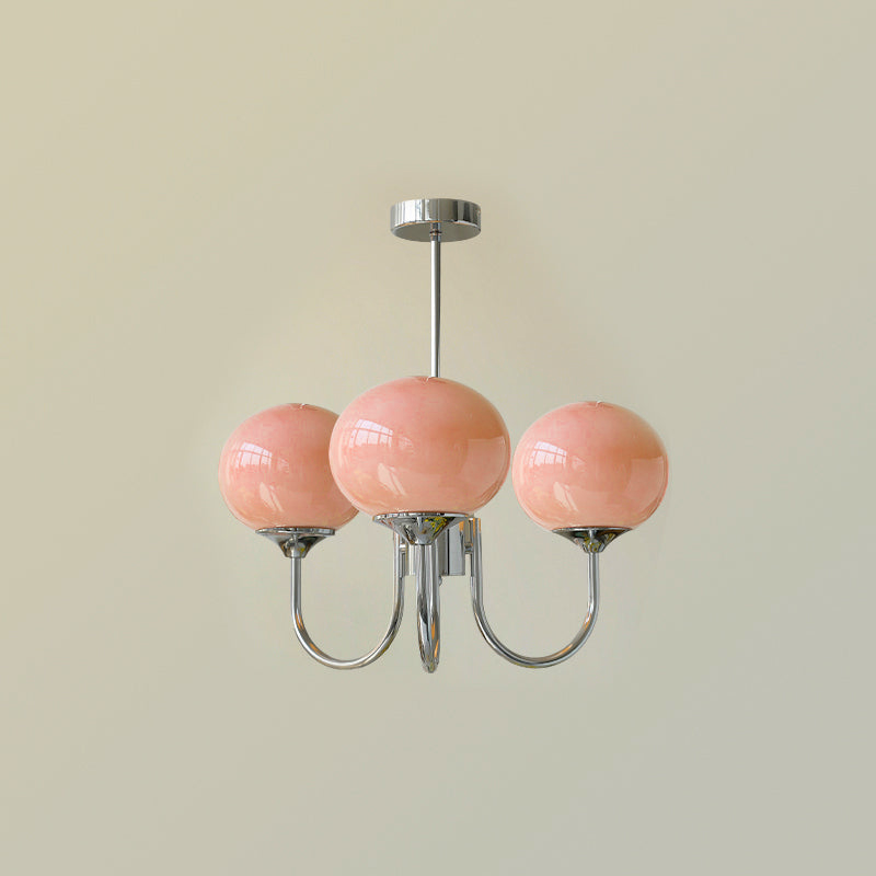 Modern Bubble Chandelier | Rosa Glas &amp; Guld Finish | 19.69&quot; Pendellampa | Stilfull Hem Accent