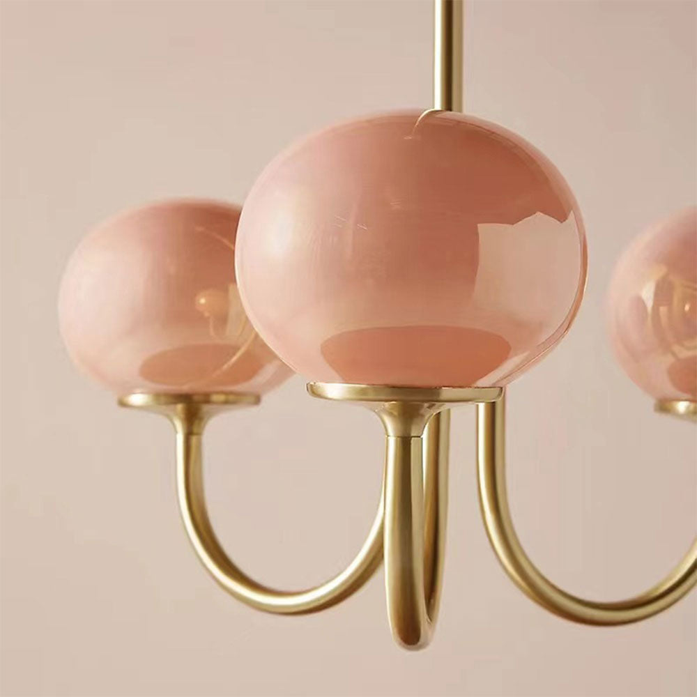 Modern Bubble Chandelier | Rosa Glas &amp; Guld Finish | 19.69&quot; Pendellampa | Stilfull Hem Accent