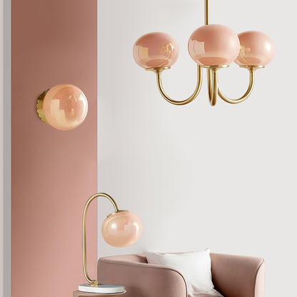 Modern Bubble Chandelier | Rosa Glas &amp; Guld Finish | 19.69&quot; Pendellampa | Stilfull Hem Accent
