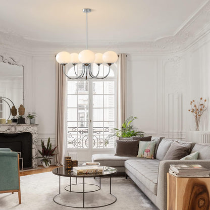 Modern Bubble Chandelier | Rosa Glas &amp; Guld Finish | 19.69&quot; Pendellampa | Stilfull Hem Accent