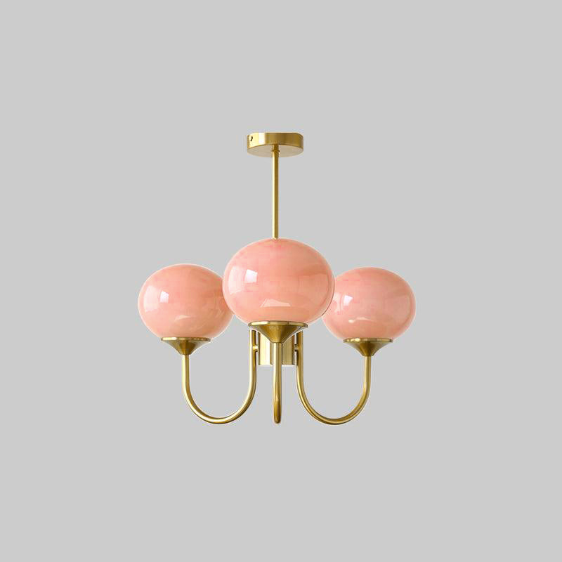 Modern Bubble Chandelier | Rosa Glas &amp; Guld Finish | 19.69&quot; Pendellampa | Stilfull Hem Accent