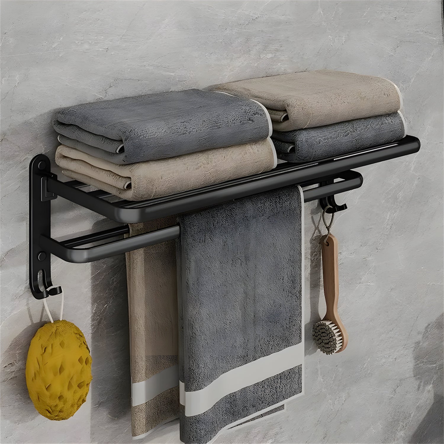 Fällbar Multifunktionell Badrums hylla - Hållbar Aluminiumställning