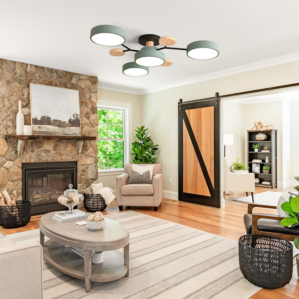 Nutida Rund Järn LED Semi-Flush Kandelaber