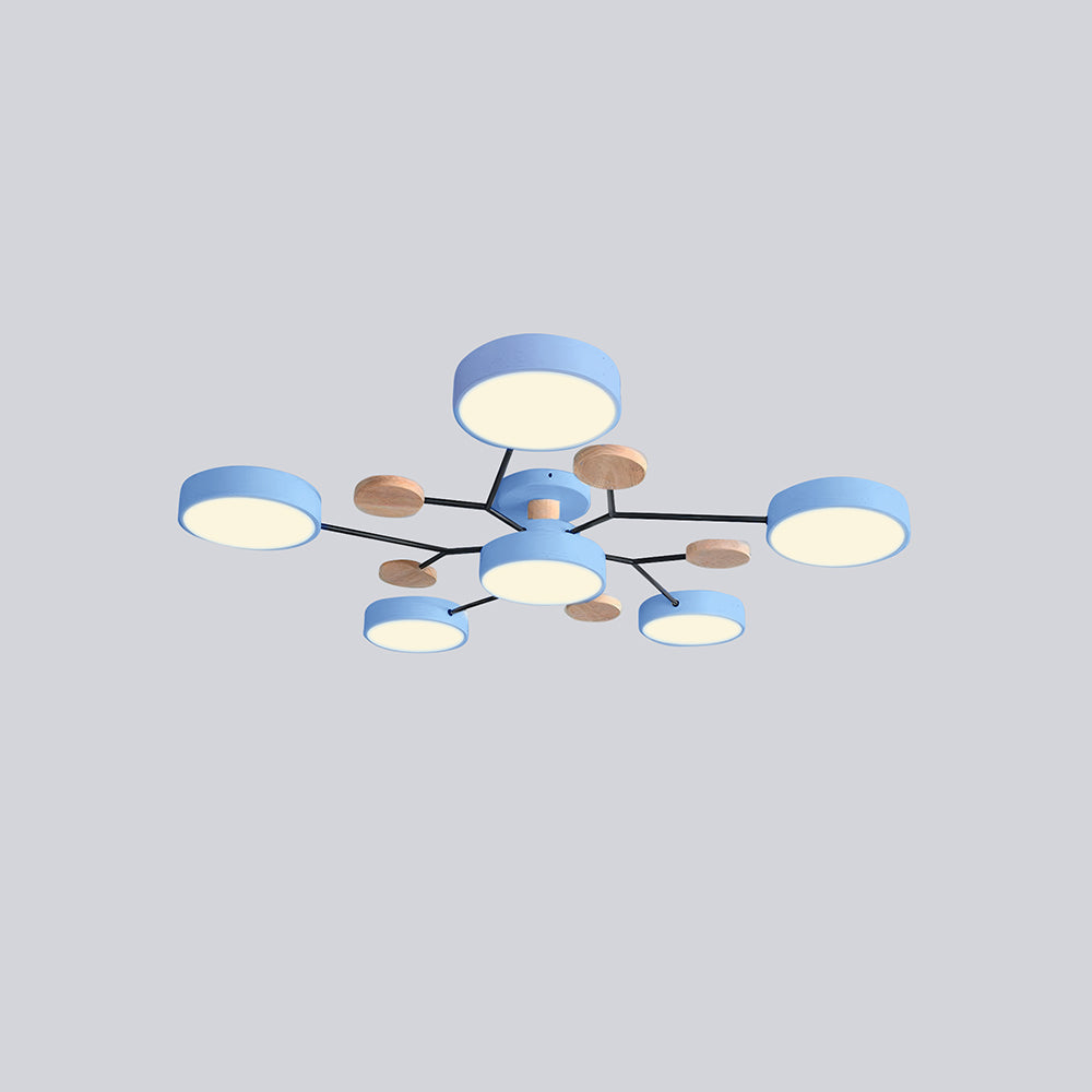 Nutida Rund Järn LED Semi-Flush Kandelaber