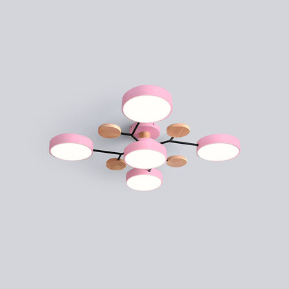 Nutida Rund Järn LED Semi-Flush Kandelaber