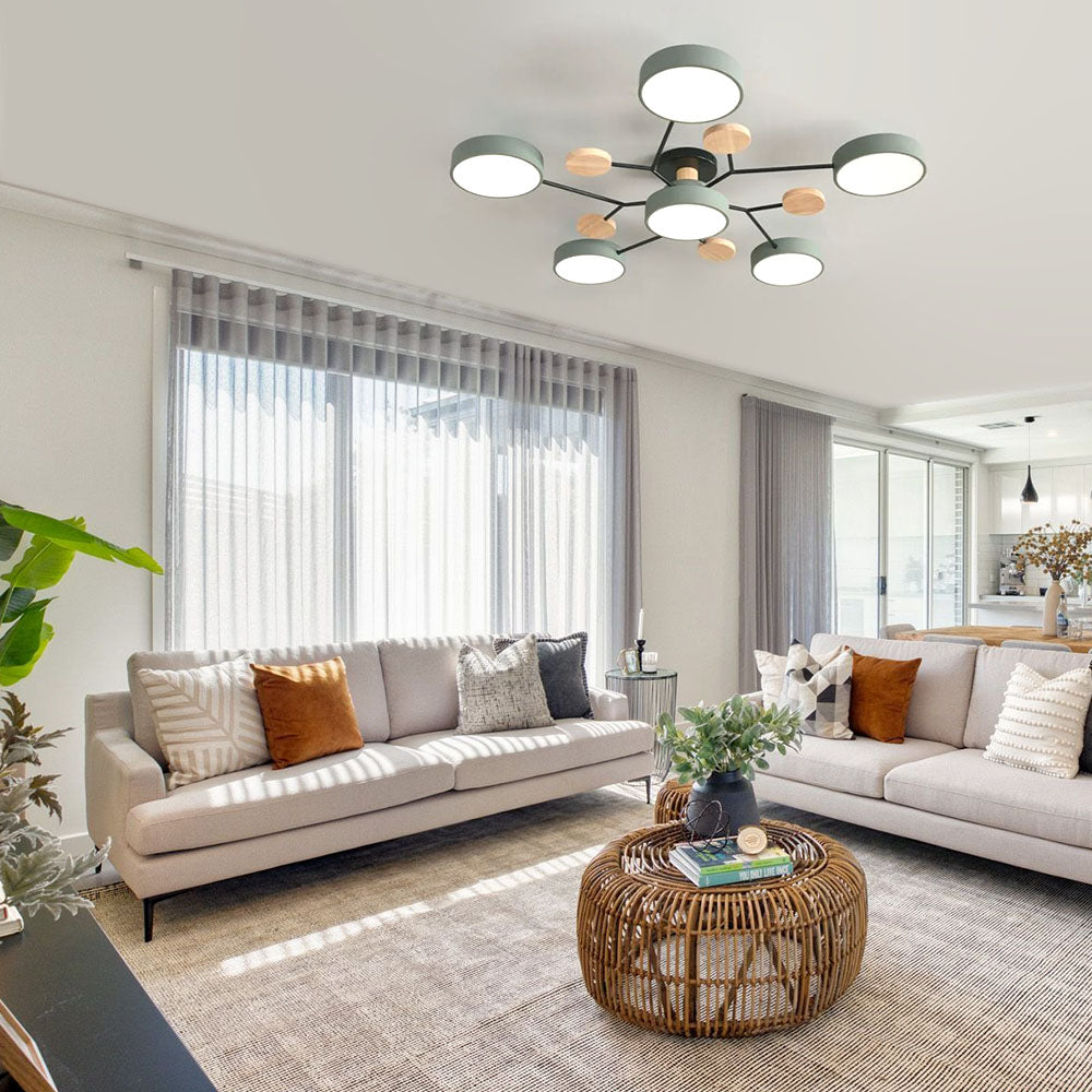 Nutida Rund Järn LED Semi-Flush Kandelaber