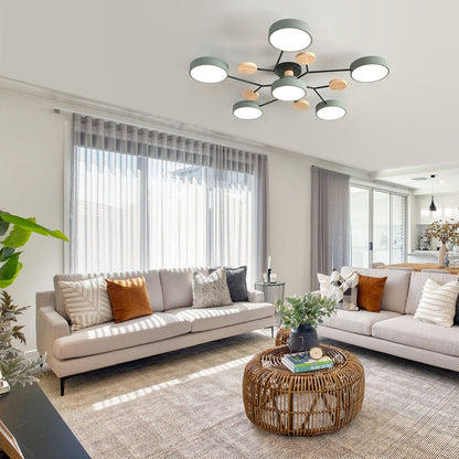 Nutida Rund Järn LED Semi-Flush Kandelaber