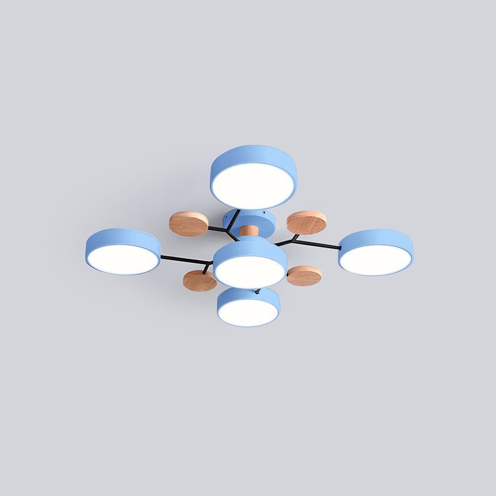 Nutida Rund Järn LED Semi-Flush Kandelaber