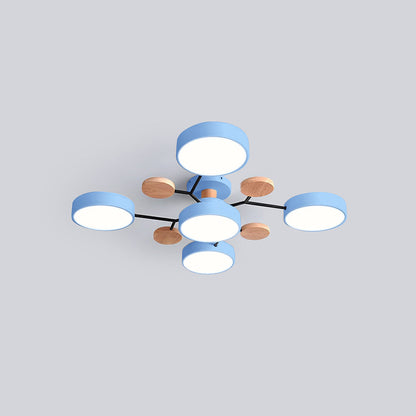 Nutida Rund Järn LED Semi-Flush Kandelaber