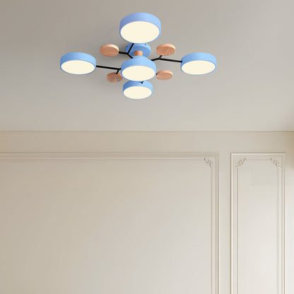 Nutida Rund Järn LED Semi-Flush Kandelaber