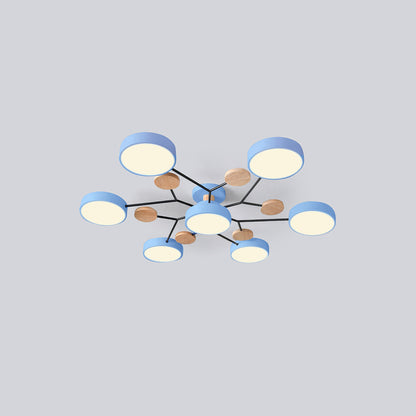 Nutida Rund Järn LED Semi-Flush Kandelaber