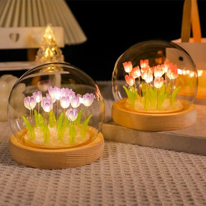 Graceful Tulip Ljus Under Glasdome för Lugnande Atmosfär