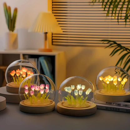 Graceful Tulip Ljus Under Glasdome för Lugnande Atmosfär