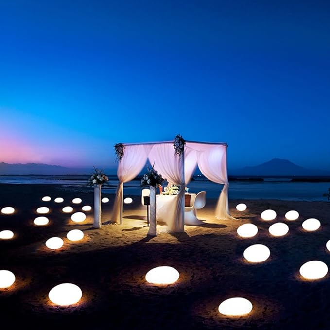 Royallure Utomhus LED Cobblestone Trädgårdsbelysning med 16 färger &amp; Fjärrkontroll