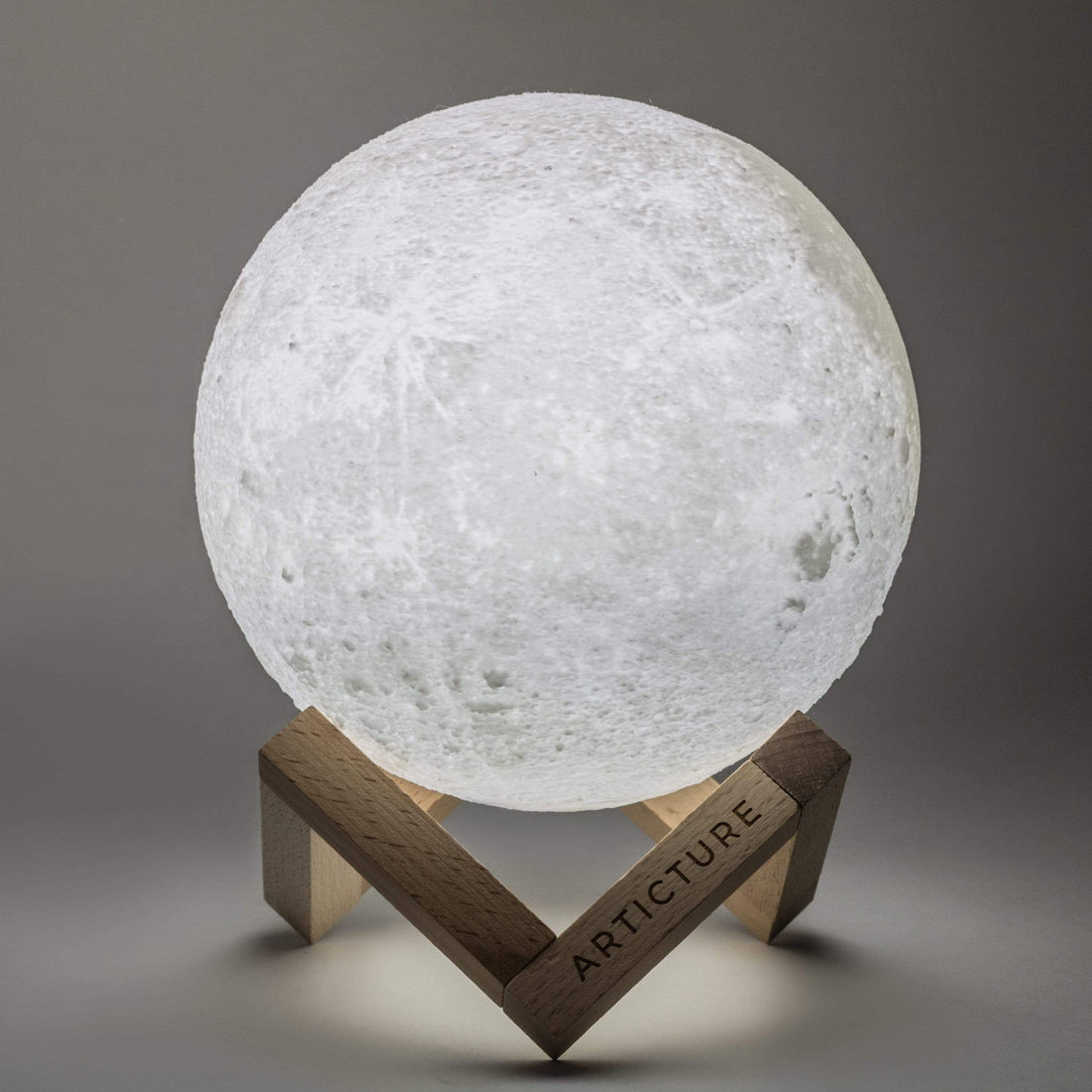 Månlampa Träbas 3D Bordslampa