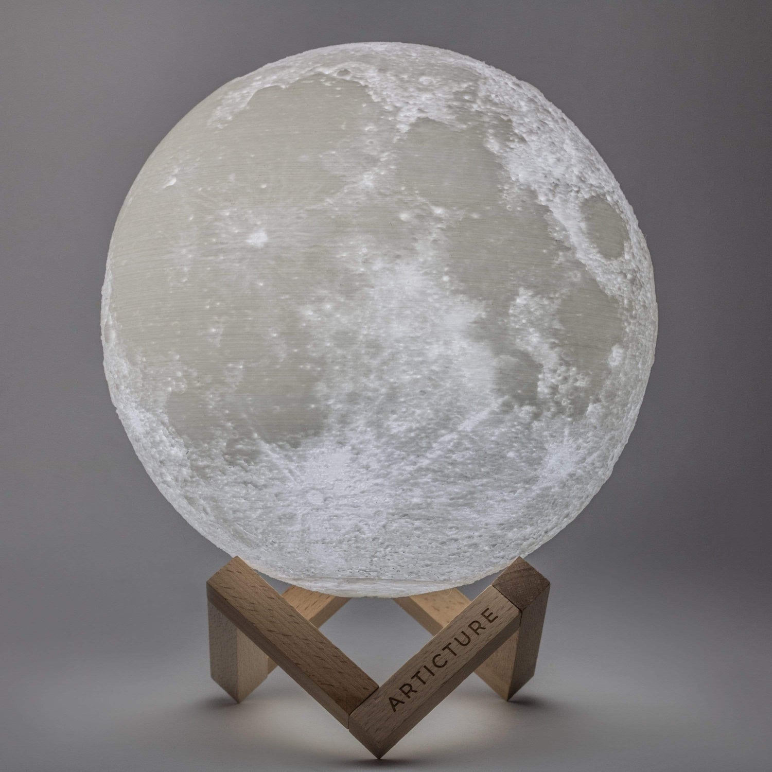 Månlampa Träbas 3D Bordslampa