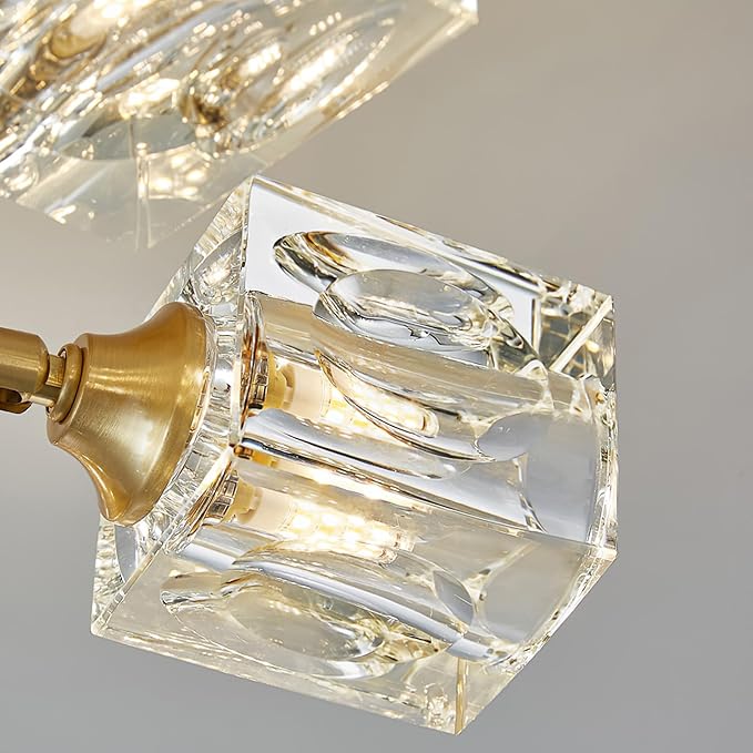Kristalltaklampa med guld halvfast montering