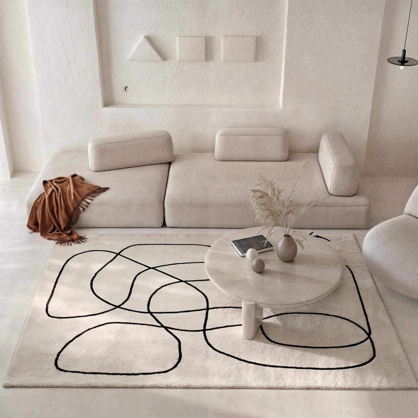 Fyrkantig ullmatta med abstrakta mönster