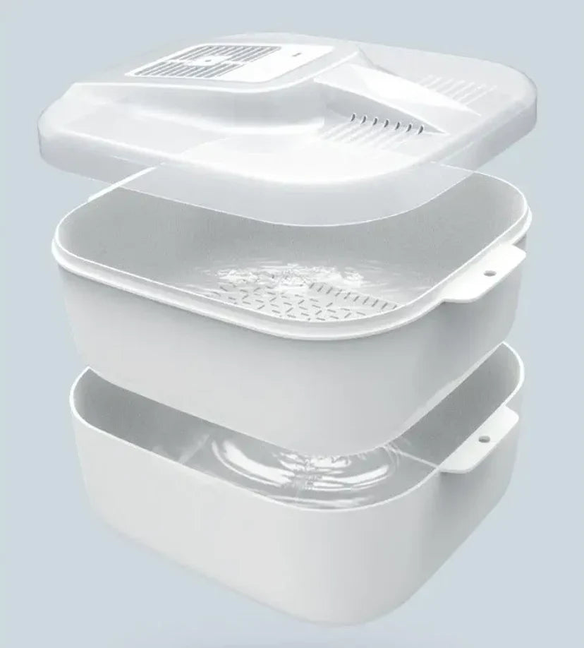 Multifunktionell Frukt- och Grönsaksrengöringsbox – Automatisk Rengörare med Avtappningskorg och Förvaringslock