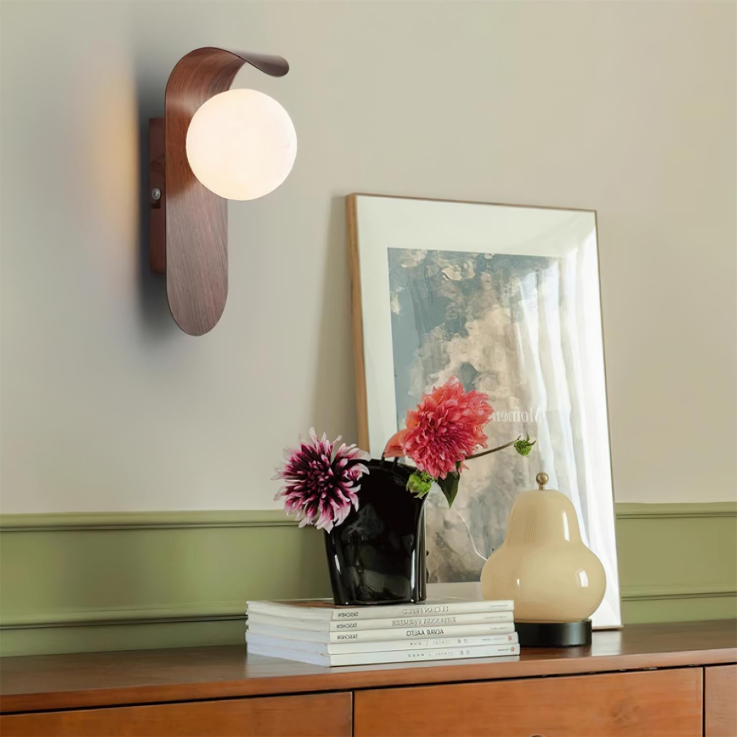 AuraWood Light – Retro trä-akrylglas LED vägglampa